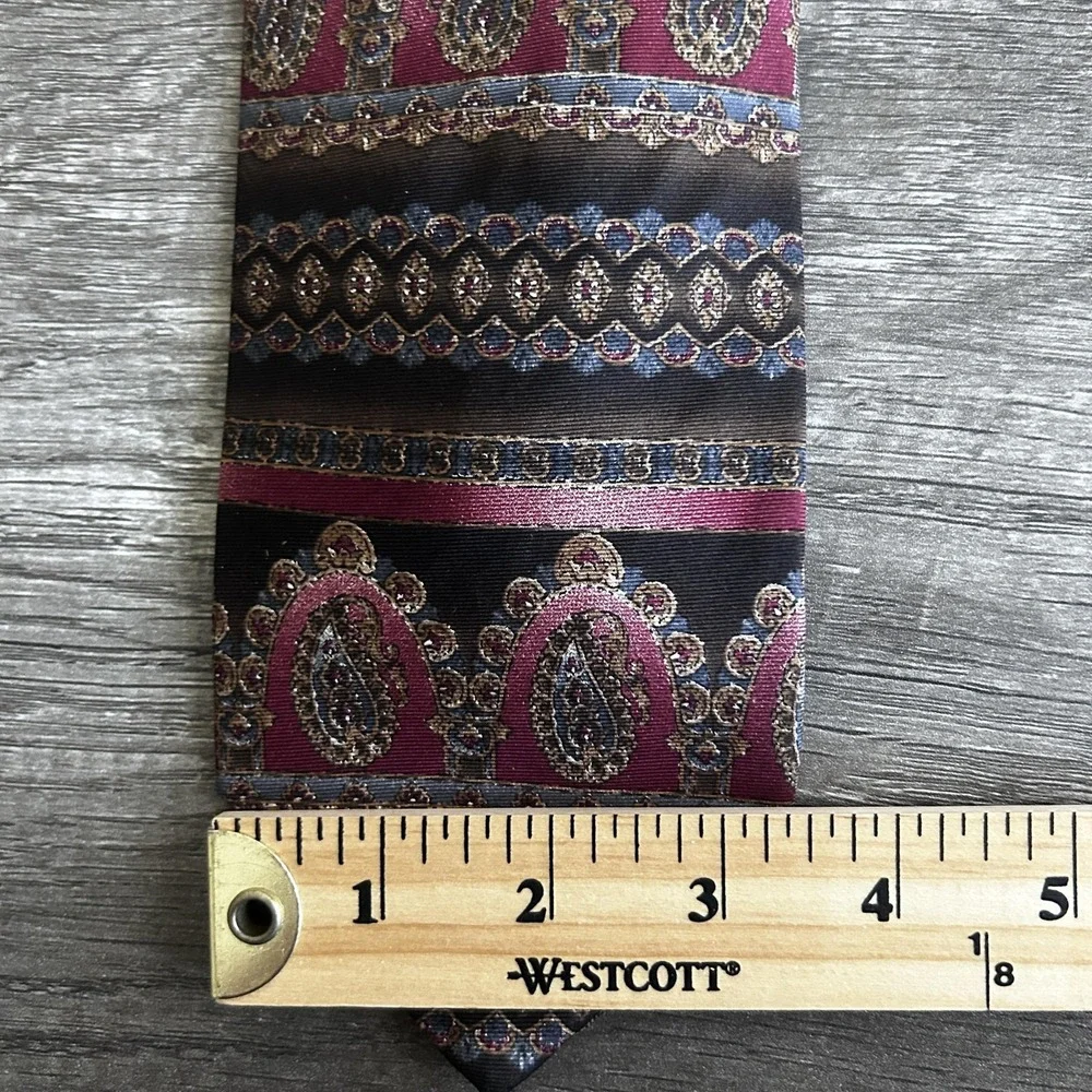 Bill Blass‎ Necktie Mens Silk Paisley Stripe Pattern Classic Dress Tie